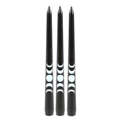 Set of 3 Black Magic Moon Phase Taper Candles