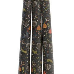 Set of 3 Black Midnight Print Taper Candles