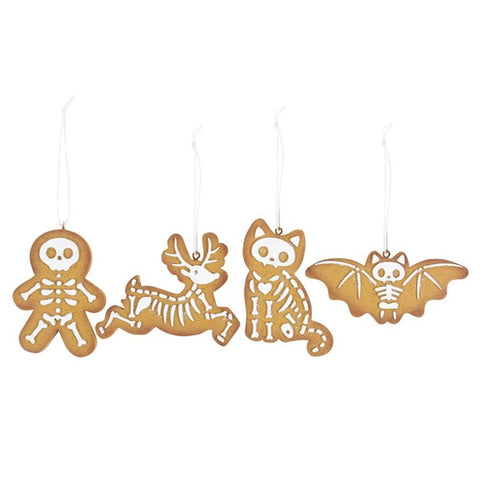 Set of 4 Creepy Skeleton Cookie Ornaments