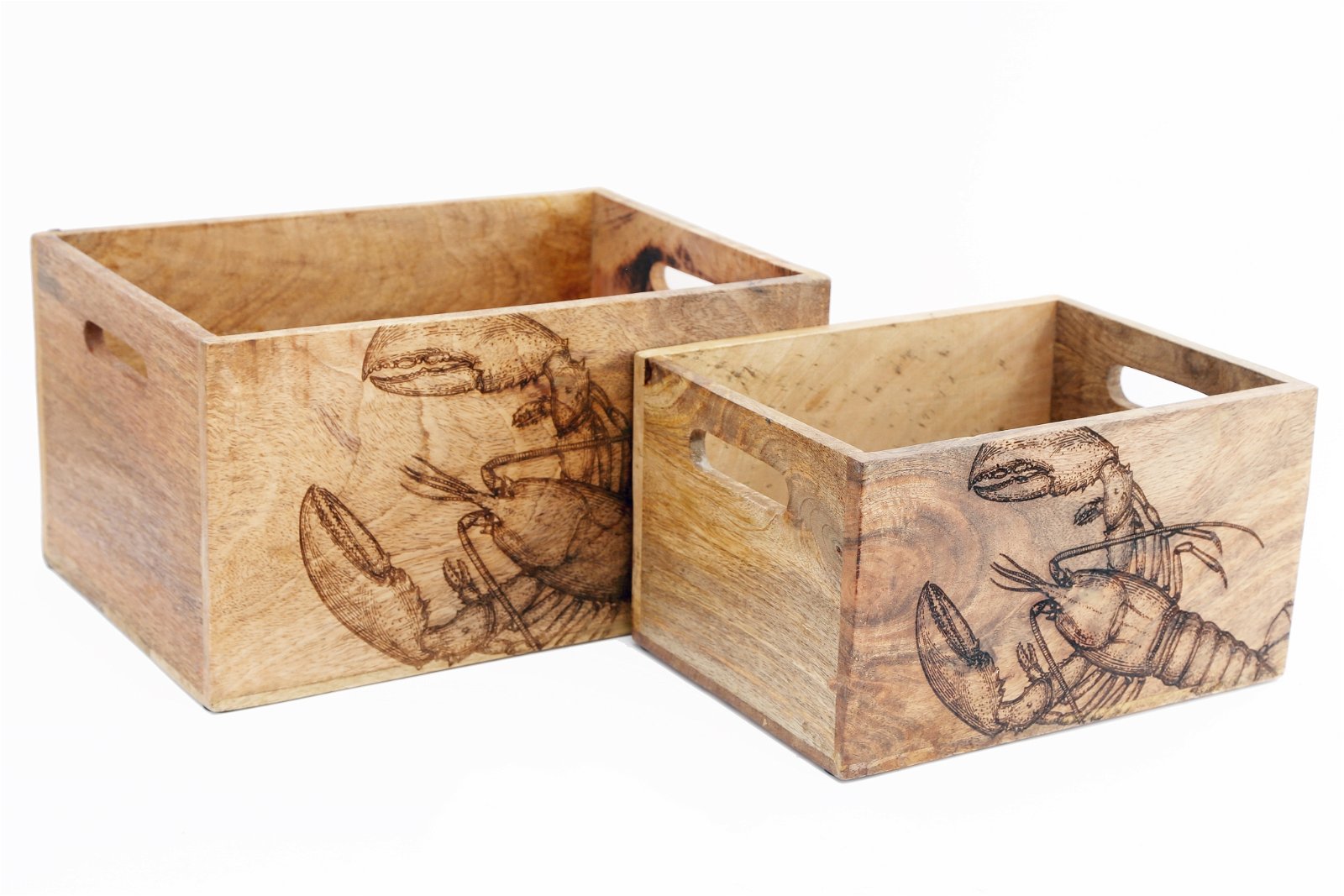 Set Of Two Engraved Lobster Crates