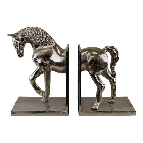 Silver Aluminium Horse Bookends