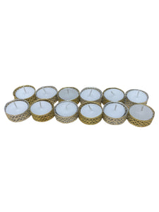 Silver and Gold Heart Pattern Tea Light Candles, Pack of 12