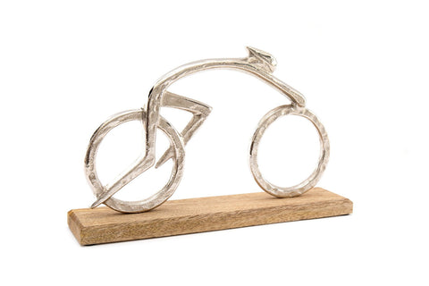 Silver Cyclist on a Wooden Base