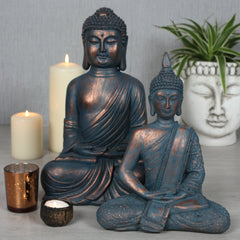 Small Blue Hands in Lap Sitting Buddha