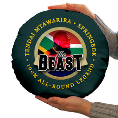 South AFRICA Rugby Union Beast  - Legend Collection - Circle Cushion 14inch