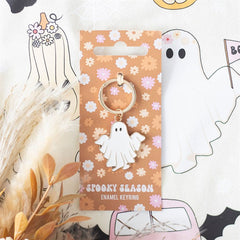 Spooky Season Groovy Ghost Keyring