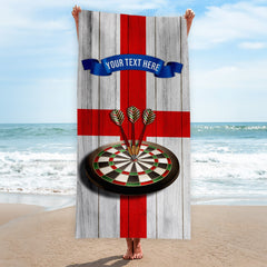 St George Darts towel - Personalised Lightweight, Microfibre Retro Beach Towel - 150cm x 75cm