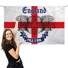 St George - England Till I Die - Roaring Lions - 5 X 3 Retro Football Banner