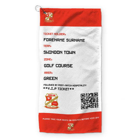 Swindon Town Golf Towel (Personalised Fans Ticket Design)