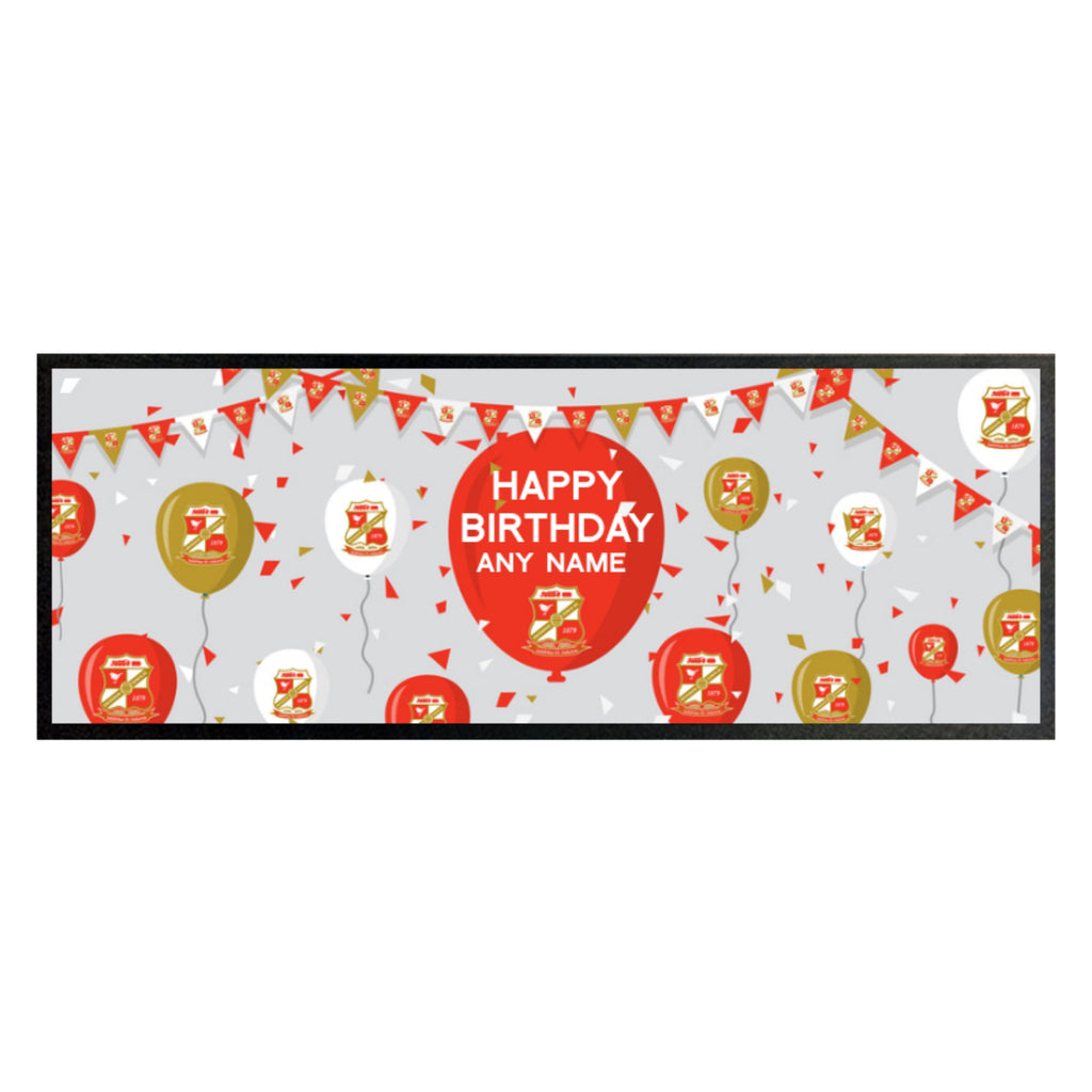 Swindon Town Personalised Birthday Bar Runner (Balloons Design)