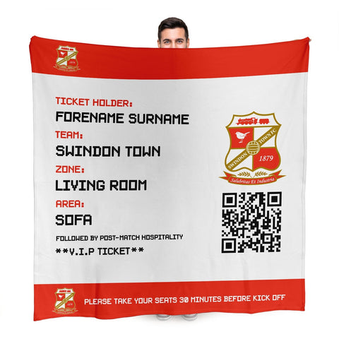 Swindon Town Personalised Fleece Blanket (Fans Ticket Design)