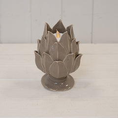 Taupe Glazed Artichoke Candle Holder