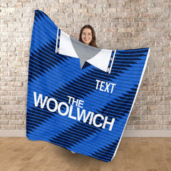 The Addicks 1991 Away Shirt - Personalised Retro Fleece Blanket 150cm X 150cm