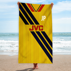 The Gooners Retro - 1993 Away Shirt - Personalised Retro Lightweight, Microfibre Beach Towel - 150cm x 75cm