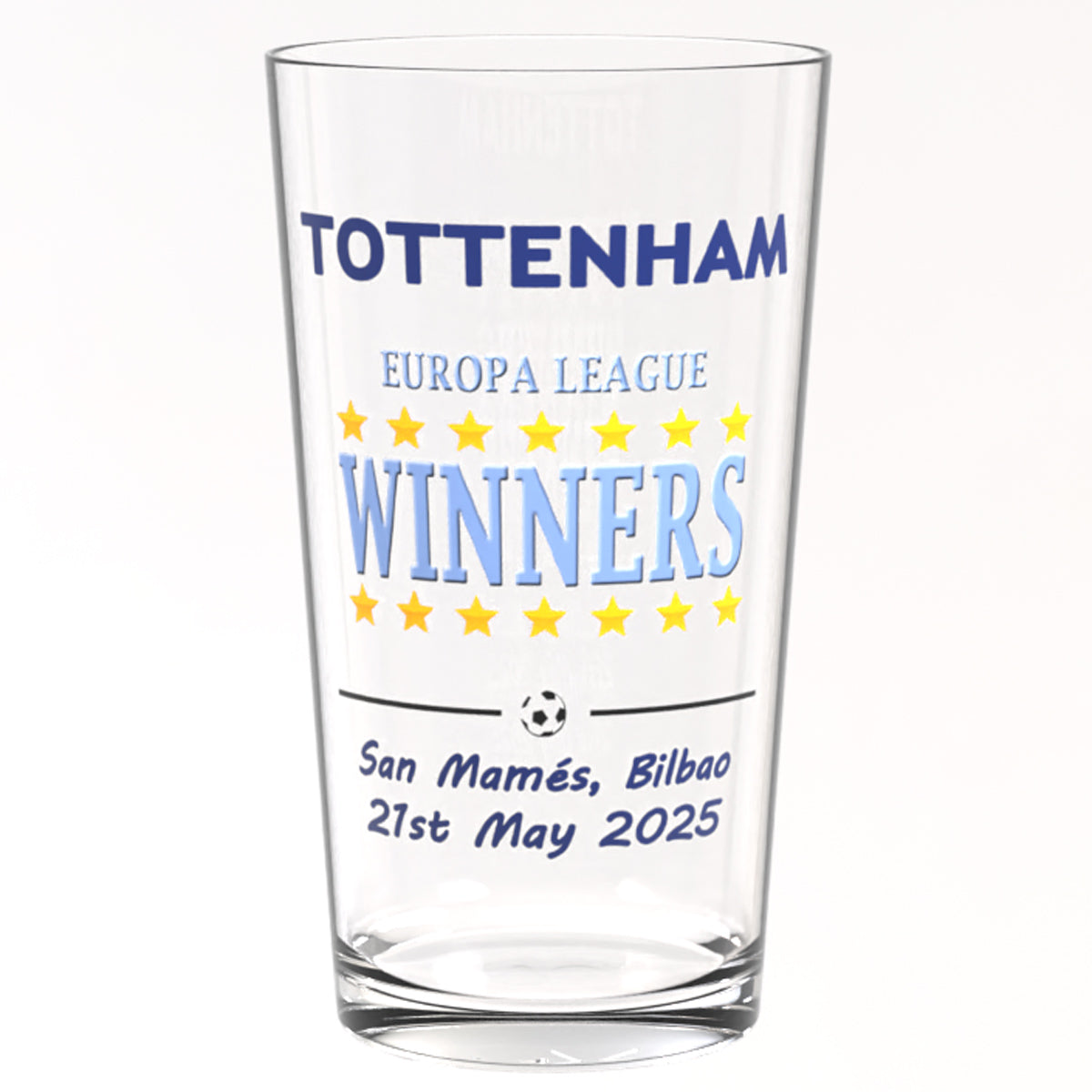 Tottenham Europa League Winners Pint Glass Souvenir 2025 Final