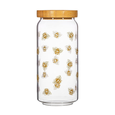 Vintage Bee Glass Storage Jar Large