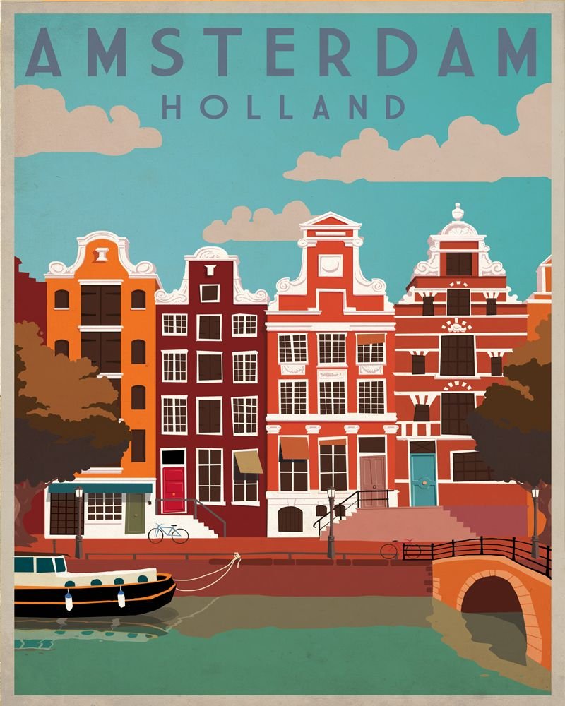 Vintage Metal Sign - Retro Advertising - Amsterdam Travel