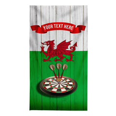 Wales Darts towel - Personalised Lightweight, Microfibre Retro Beach Towel - 150cm x 75cm