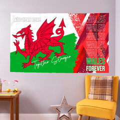 Wales Dragon - Personalised Retro Football 5ft x 3ft Fabric Banner