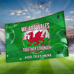 Wales - Together stronger - Personalised Retro 5ft x 3ft Fabric Banner