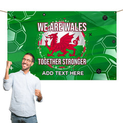 Wales - Together stronger - Personalised Retro 5ft x 3ft Fabric Banner