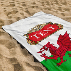 Wales - Welsh Flag - Two Styles - Personalised Lightweight, Microfibre Beach Towel
