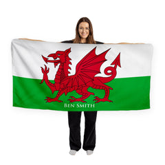 Wales - Welsh Flag - Two Styles - Personalised Lightweight, Microfibre Beach Towel