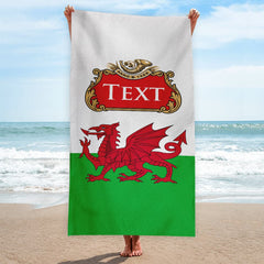 Wales - Welsh Flag - Two Styles - Personalised Lightweight, Microfibre Beach Towel