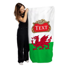 Wales - Welsh Flag - Two Styles - Personalised Lightweight, Microfibre Beach Towel