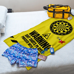 Warning! Sh*t Darts Player - Darts Beach Towel - 150cm x 75cm