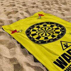 Warning! Sh*t Darts Player - Darts Beach Towel - 150cm x 75cm
