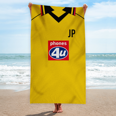 Watford - 1999 - Home Shirt - Personalised Retro Lightweight, Microfibre Beach Towel - 150cm x 75cm