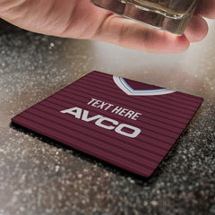 West Ham 1986 Home Shirt - Personalised Drink Coaster - Square Or Circle
