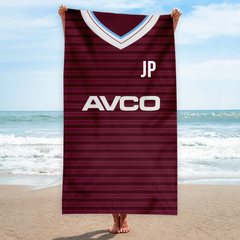 West Ham- 1986 Home Shirt - Personalised Retro Lightweight, Microfibre Beach Towel - 150cm x 75cm
