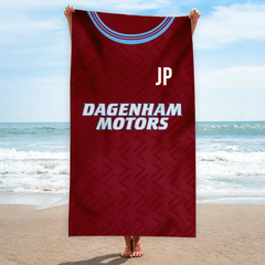 West Ham - 1994 Home Shirt - Personalised Retro Lightweight, Microfibre Beach Towel - 150cm x 75cm