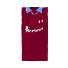 West Ham - 2000 Home Shirt - Personalised Retro Lightweight, Microfibre Beach Towel - 150cm x 75cm