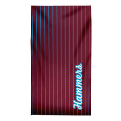 West Ham - Stripes - Microfibre Retro Beach Towel - 150cm x 75cm