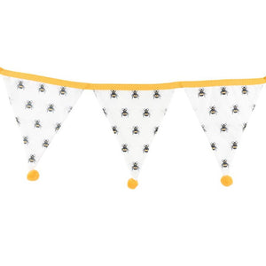 White All Over Bee Print Fabric Bunting