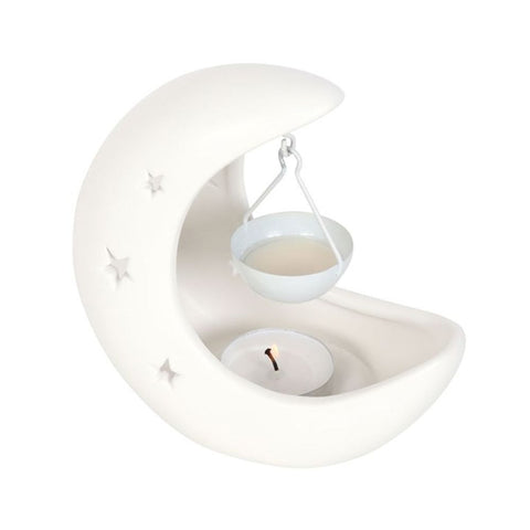 White Crescent Moon Hanging Oil Burner