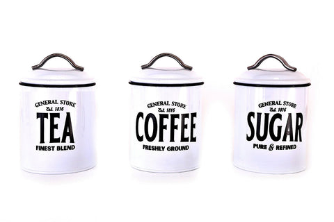 White General Store Tea, Coffee and Sugar Set