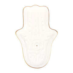 White Hamsa Hand Incense Stick Holder