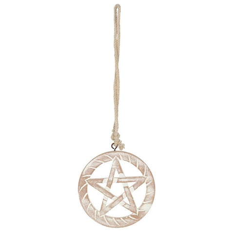 White Wooden Hanging Pentagram