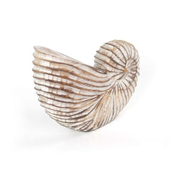Whitewash Albasia Wood Shell Ornament
