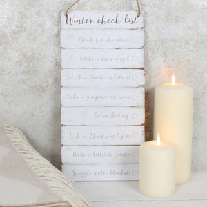 Winter checklist Wooden Wall Sign