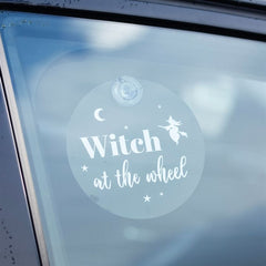 Witch at the Wheel Window Sign