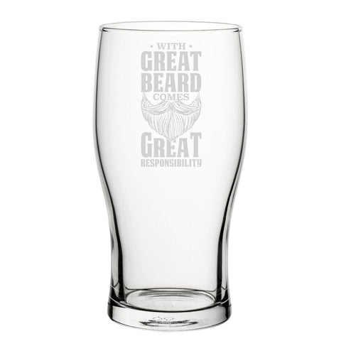 With Great Beard Comes Great Responsibility - Engraved Novelty Tulip Pint Glass