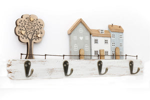 Wooden House with Four Hooks