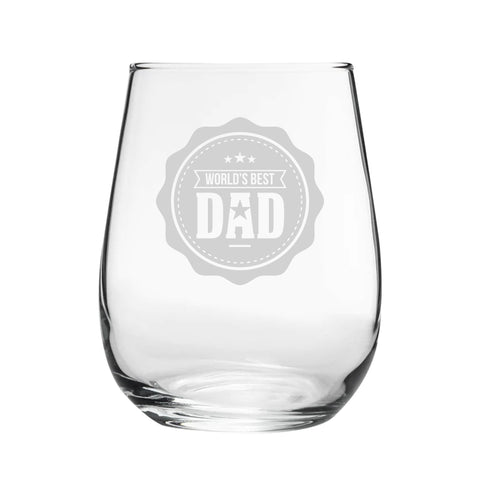 World's Best Dad - Engraved Novelty Stemless Wine Gin Tumbler