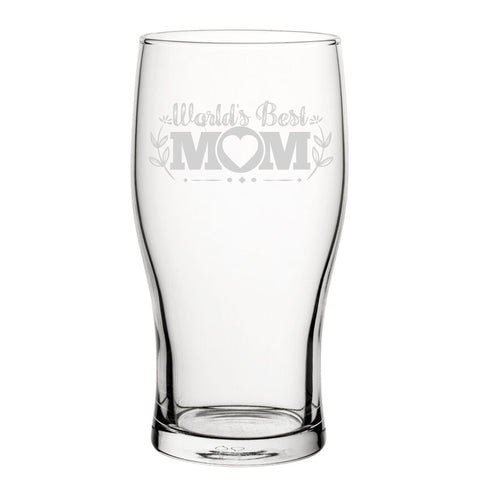 World's Best Mum - Engraved Novelty Tulip Pint Glass