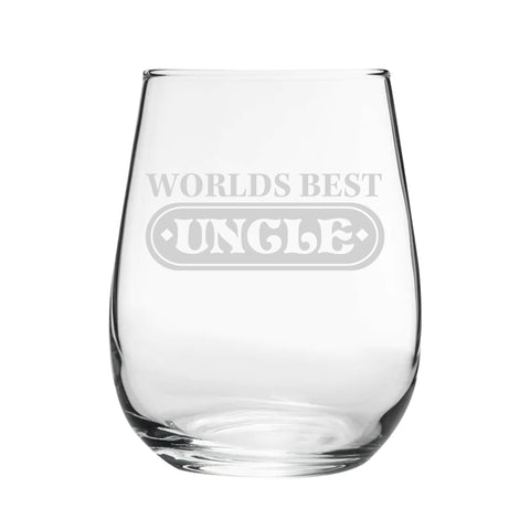 World's Best Uncle - Engraved Novelty Stemless Wine Gin Tumbler